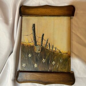 Rustic Wooden Wall Art with Fence Design Folk Art